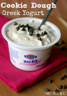 a bowl of cookie dough greek yogurt