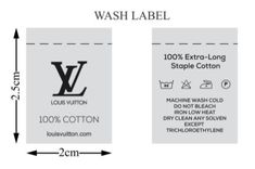 the wash label is shown in black and white, with an extra long staple cotton