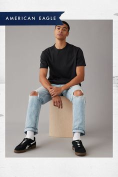 Super soft cotton jersey/Crew neck/Short sleeves/Straight hem/This shirt is Real Good: Made with the planet in mind & a promise to continue to do better. Do Better, American Eagle Outfitters, Women's Jeans, American Eagle, Women Jeans, Short Sleeves, Crew Neck, T Shirt