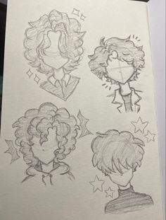 some drawings of people with different hair styles