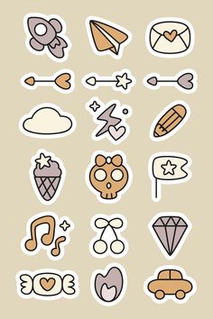 various stickers with different shapes and colors