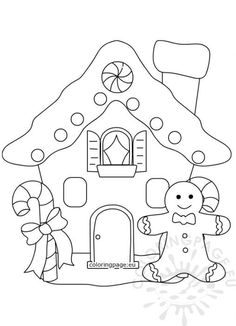 a gingerbread house coloring page