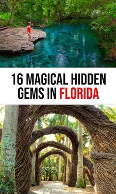 two pictures with the words,'16 magic hidden gems in florida'and an image of