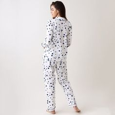 Add a dose of playful style to bedtime with this superfine breathable cotton notched collar top and easy to pull-on pajamas featuring our loved signature print. We personalize for free on the pocket (in all CAPS font). Please leave the name you would like in the "notes to seller". * Includes a super-soft full-sleeve notched collar top and coordinated pajamas, with contrast cording* Soft, elastic waist on the pajamas* Option to personalize on the pocket of the top. * Beautifully packed in our mat Casual Star Print Sleepwear For Loungewear, Cotton Star Print Sleepwear For Loungewear, Cotton Sleepwear With Star Print, Star Print Long Sleeve Sleepwear For Pajama Party, Star Print Long Sleeve Sleepwear For Loungewear, Long Sleeve Sleepwear With Star Print For Bedtime, Casual Sleepwear For Pajama Party With Star Print, Casual Sleepwear With Star Print For Pajama Party, Long Sleeve Sleepwear With Star Print