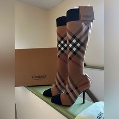 Stunningburberry Knitted Sock Boots. Never Go Out Of Style With These Ever Classic Burberry Knitted Sock Boots. Absolutely Style, Luxury, And Over All- Comfort. Nwt. Never Worn Original Box And Dust Bag Sock Boots, Burberry Shoes, Shoe Show, Shoe Game, Go Out, Out Of Style, Over The Knee Boots, Over The Knee, Knitting Socks