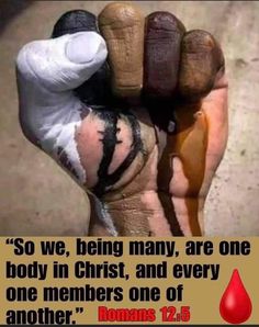 a hand with the words, so we, being many, are one body in christ, and every one members one of another