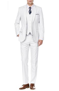 Bring understated elegance to the table in this three-piece suit crafted from rich fabric in a classic single-breasted silhouette. Jacket has notched lapels; chest welt pocket; front flap pockets Vest has front button closure; V-neck Pants have zip fly with button closure; front slant pockets; back button-welt pockets Jacket and vest are lined; trousers are lined to the knee 65% polyester, 35% viscose Dry clean Imported Each suit has a 6” drop, meaning that a size 38R jacket is paired with size Pocket Vest, Michele Watches, Silver Jewelry Box, Rich Fabric, Three Piece Suit, Pocket Jacket, 3 Piece Suits, Understated Elegance, Nordstrom Store