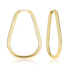 Ross-Simons - 14kt Yellow Gold Teardrop Endless Hoop Earrings. 1 1/4". Chic and stylish for every day, these polished 14kt yellow gold teardrop hoop earrings feature a sleek endless silhouette with posts that slide into the back of the earring for a totally seamless look. Hanging length is 1 1/4". 14kt yellow gold endless teardrop hoop earrings. Teardrop Hoop Earrings, Fine Jewelery, Jewelry Earrings Hoops, Every Day, Jewelry Earrings, Hoop Earrings, Sleek, Yellow Gold, Yellow