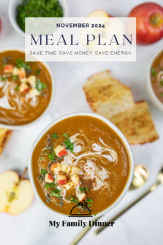 Cover of the november 2024 meal plan that says save time save money and save energy on it, with a printable format and a picture of a fall soup on the cover November Meal Plan, Simple Meal Prep, Chili Cheese Burger, Freezer Recipes, Healthy Freezer Meals, Sweet Potato Black Beans, Ground Beef Tacos, Bbq Chicken Pizza