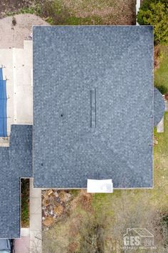 an aerial view of the roof of a house