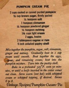 an old recipe for pumpkin cream pie