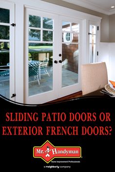 an advertisement for sliding patio doors or exterior french doors