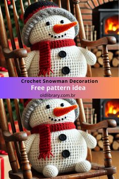 Create a festive Crochet Snowman Decoration with a carrot nose, scarf, and hat. A perfect DIY project to brighten your holiday season!