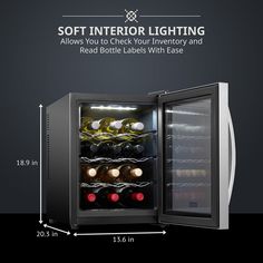 an image of a wine cooler with its door open