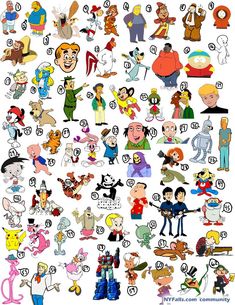 an image of cartoon characters that are in the same language and numbers on each one