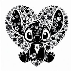 an animal with hearts and flowers in the shape of a heart