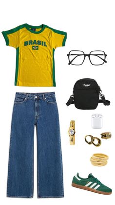 Brazil Shirt Outfit, Brazil Shirt, September Outfits, Cute Casual Outfits, Shirt Outfit, Diy Clothes, Brazil, Casual Outfits