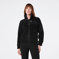 Official FIGS® Outerwear. Get Free Shipping On Orders $50+! | FIGS Womens Black On-Shift High Pile - Fleece Jacket™ Black Figs, Dark Harbor, Black Fig, Lab Coats, Top Graphic Tees, Scrub Pants, Shell Jacket, Nurse Life, Christmas 2024