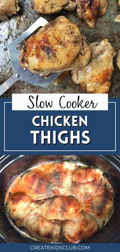 slow cooker chicken thighs with text overlay