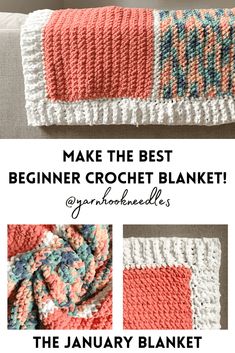 crocheted blanket with text that reads make the best begin crochet blanket