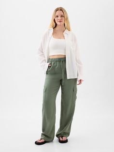 Utility Pockets, Pull On Pants, New Woman, Toddler Boys, Linen Blend, Patch Pocket, Wide Leg Pants, What To Wear, Casual Pants