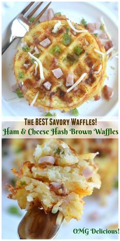 the best savory waffles ham and cheese hash brown waffles