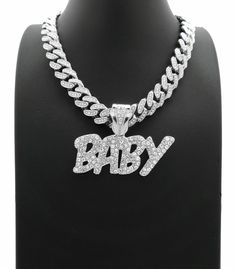 Hip Hop Lil BABY Silver Plated Cubic Zirconia Pendant Iced Cuban Chain Necklace HIP HOP CELEBRITY STYLE BRAND NEW USA SELLER Product Description Hip Hop Iced Cuban Chain  Hip Hop Celebrity Style Chain 13mm 16" 18" 20" 24" 30" Iced Cuban Chain Cubic Zirconia on Chain & Pendant Silver plated Pendant Hip Hop Celebrity Style Pendant Pendant Size : 2.25" WIDE X 1.65" TALL Silver plated Cubic Zirconia High Quality and polished. Payments: US Customers: Paypal accepted International Customers: Paypal accepted Shipping: For Shipping & Handling within the US: FREE We do combine shipping! We ship via USPS (Post office) First Class Mail Tracking Info will automatically be posted via Paypal and ebay. Approximate Delivery Times: US: 2-5 BUSINESS DAYS Canada: 1-2 weeks Europe: 1-6 weeks South America: 2 Kid Cudi Necklace, Libra Jewelry, Cuban Choker, Rapper Jewelry, Ben Simmons, Baby Bling, Expensive Jewelry Luxury, Choker Chain, Bling Necklace