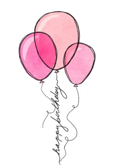 three pink balloons with the word congratulations written on them in cursive writing and black ink