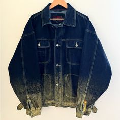 Vintage 90’s Fubu Collection Limited Edition Painted Denim Jacket Size Xl Good Vintage Condition (7/10). An Item That Has Been Used Or Worn Previously. There Are Defects. Size: Xl (Oversize) Terms And Condition: All Items Are 100% Authentic ! Some Items Are In Used Condition And Will Show Signs Of Wear, Please See The Condition Of The Item As Detailed In The Description And Note Any Defects Shown In Pictures Of The Items. If There Are Any Questions Please Reach Out Before Purchasing. Item Measurements Are Amateur And I Try My Best To Document The Sizing Accurately. If There Are Any Questions Please Reach Out Before Purchasing. No Refund / All Sales Are Final ! Vintage Denim Button-up Outerwear, Retro Pre-washed Cotton Outerwear, Retro Pre-washed Denim Outerwear, Vintage Pre-washed Denim Blue Outerwear, Vintage Blue Pre-washed Denim Jacket, Painted Denim Jacket, Painted Denim, Limited Editions, Product Description