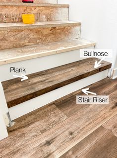 the steps are labeled with names for stair risers and how to install them on each step