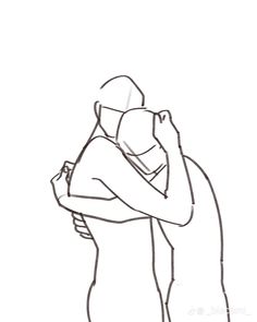 a drawing of two people hugging each other