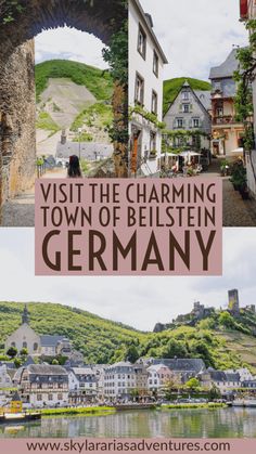 the town of besien in germany with text overlaying it that reads visit the charming town of besien germany