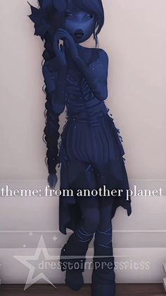 a woman dressed in blue is holding her hand to her face with the caption, there's from another planet