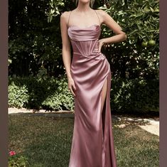 Beautiful And Stunning New With Tags Ladivine 7483 Prom Dress Mauve In Size 4 Corset Gown, Dress With Corset, Cinderella Divine, Cowl Dress, Elegant Party Dresses, فستان سهرة, Satin Prom Dress, Lace Evening Dresses, Dresses Elegant