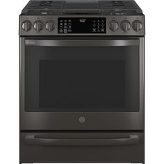 a black oven with the door open on an isolated white background and no people around it