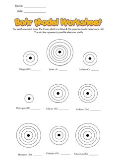 the worksheet for bohr model workbook with circles and numbers on it