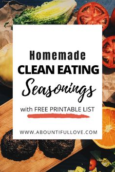 homemade clean eating seasonals with free printable list for the month of november and october