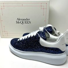 Brand New. Never Been Worn. Comes With Box Luxury Blue Low-top Custom Sneakers, Luxury Blue High-top Custom Sneakers, Elegant Blue Low-top Sneakers, Alexander Mcqueen Sneakers Red, Alexander Mcqueen Sneakers Black, Alexander Mcqueen Oversized Sneaker, All White Sneakers, Mcqueen Sneakers, Alexander Mcqueen Sneakers