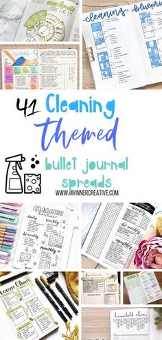 41 Super Clever Spring Cleaning Bullet Journal Spreads | My Inner Creative #springcleaning #konmari #bulletjournal #bujo #cleaningschedule Cleaning Bullet Journal Layout, Bujo Cleaning Schedule, Bujo Cleaning, Cleaning Journal, Spring Bujo, Cleaning Bullet Journal, Bujo Collections, Konmari Organizing, Printable Forms