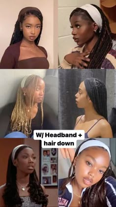 Box Braids With White Beads, Headband And Braid Hairstyles, Headband And Braids Black Women, School Box Braids Hairstyles, Box Braids Hairstyles For Black Women With Headband, How To Style Braids With Headband, Headbands For Braids Black Women, Different Braid Types For Black Women, Box Braid Headband Hairstyle