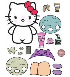 a hello kitty cutout with various items to make it look like they are from outer space