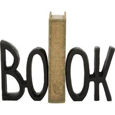 the word book spelled out with black letters