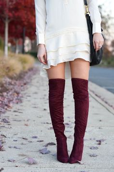 Sweater Dress Boots, Burgundy Outfit, Burgundy Boots, Boutique Fashion, Looks Style