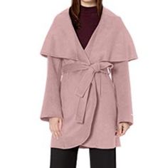 Nwt Lightweight Wool Blend Belted Wrap Coat With Convertible Cape Hood, Perfect For Autumn And Layering. Unlined Body, Lined Pockets. Dusty Pink, Not Baby Pink. Ladies With Broad Shoulders May Want To Size Up. I Have A Few Of These In Different Colors I Plan On Listing, And One I’ve Worn. These Are Not For Shrinking Violets! You’ll Definitely Get Attention. Please Note That Tahari Has This Design In Different Material Blends And Weights. The Heavier Lined Version Is Called Marla And The Lighter Chic Wrap Outerwear For Spring, Chic Spring Wrap Outerwear, Pink Outerwear For Daywear In Fall, Chic Wrap Outerwear For Daywear, Spring Shawl Collar Belted Outerwear, Elegant Spring Wrap Outerwear, Winter Wrap Outerwear For Daywear, Elegant Pink Daywear Outerwear, Fitted Wrap Winter Outerwear