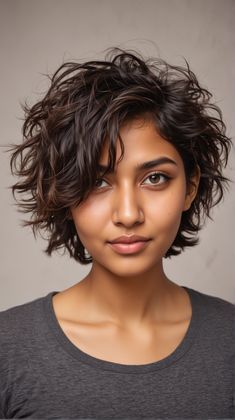 Round Face Curly Hair, Short Messy Hair, Textured Haircuts, Short Hair Cuts For Round Faces, Messy Waves, Curly Haircuts