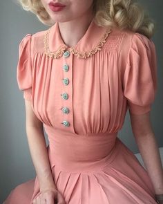 Vintage Clothes 1940s, Vestidos Retro, Robes Vintage, Look Retro, 40s Fashion, 1930s Fashion, Vestidos Vintage