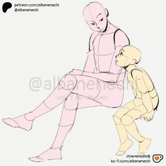 a drawing of a person sitting next to another person