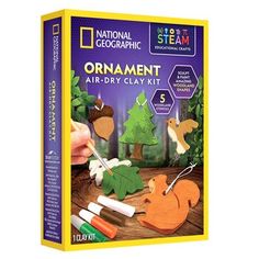 National Geographic Air -Dry Clay Pottery Craft kit  19x26x6cm Woodland Stencil, Nature Shapes, Woodland Ornaments, Stem Science, Craft Kits For Kids, Pottery Crafts, Clay Ornaments, Craft Projects For Kids, Science Kits