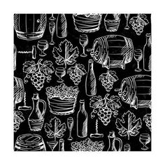 a blackboard drawing of wine bottles, glasses and barrels with grapes on them stock photo