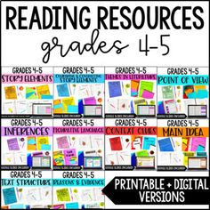 reading resources for grade 1 - 5 students with the text reading resources and printables